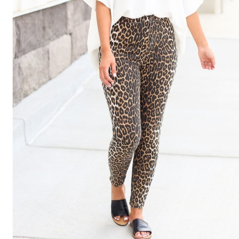High-Rise Leopard Skinny Jeans